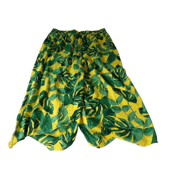 Curations 1XP Petites Plus Pant Pull On Wide Split Leg Floral Tropical Green Yel - Picture 13 of 14